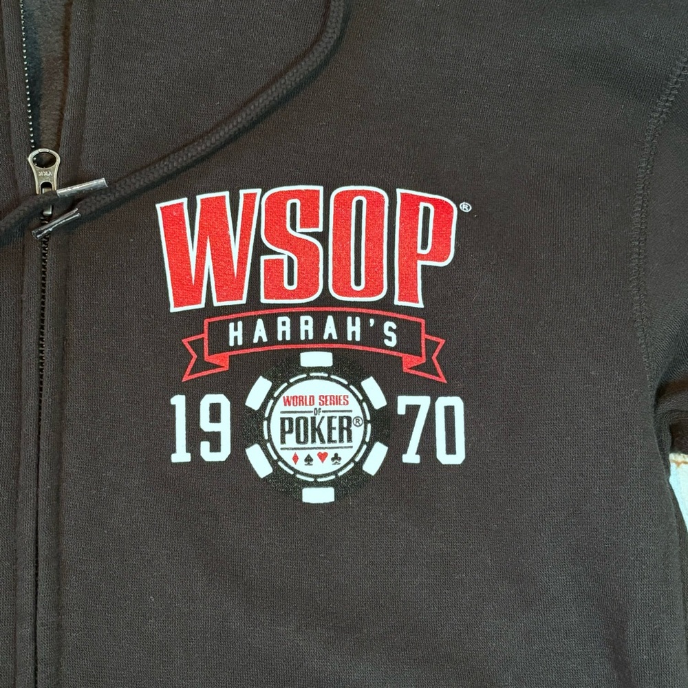 Unisex Black WSOP Harrah’s Cherokee Poker Zip-up Hoodie Sweatshirt Size Small - Picture 5 of 8